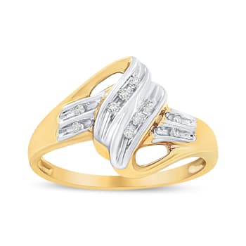 10K Yellow and White Gold 1/15ctw Round Diamond Bypass Ring (I2 Color,
I-J Clarity) - Size 7