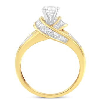 14K Yellow Gold Round, Baguette and Princess Cut Diamond Ring (1 1/8ctw,
H-I Color, SI2-I1 Clarity)