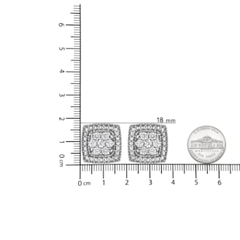 Sterling Silver 1/2ctw Diamond Miligrain Square Shape Stud Earrings