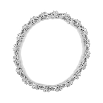 14K White Gold 6-1/3ctw Round Brilliant-Cut Diamond Round Cluster and
X-Link Tennis Bracelet