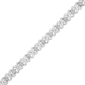 Sterling Silver 1/6ctw Miracle Set Diamond Infinity Link and Station
Tennis Bracelet