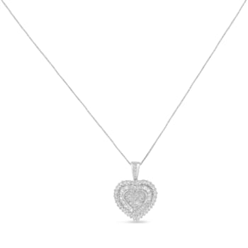 10K White Gold 1.0ctw Multi Cut Diamond Heart Pendant With Chain(H-I, I1-I2)