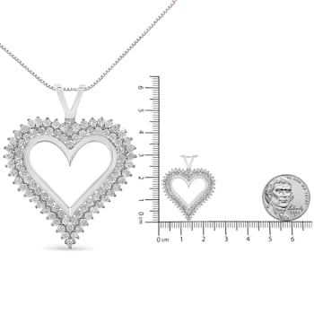 1.00ctw Diamond Heart Rhodium Over Sterling Silver Pendant Necklace with
18" Chain