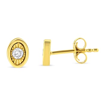 10K Yellow Gold Over Sterling Silver 1/10ctw Miracle-Set Diamond Circle
Shape Stud Earrings