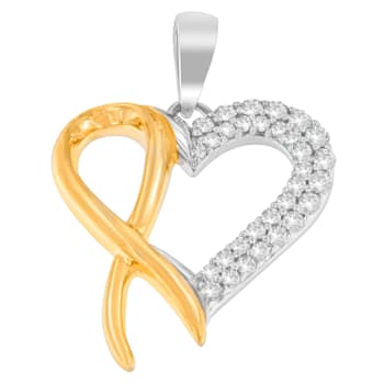 10K Gold Over Sterling Two Toned 1/4ctw Round Cut Diamond Pendant
w\chain (H-I, I2-I3)