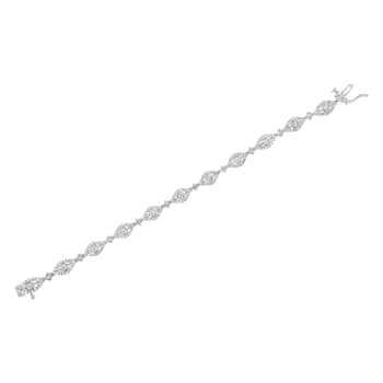 Sterling Silver 2.50ctw Diamond Pear Shaped and Bezel Link Bracelet