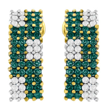14K Yellow Gold 2.0ctw White and Treated Blue Diamond Earrings