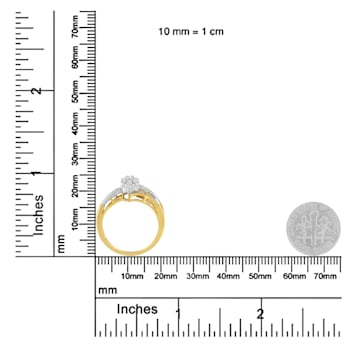 0.50ctw Marquise Diamond Cluster Split Shank 10K Yellow and White Gold Ring