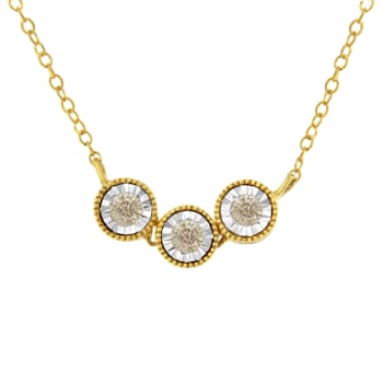 Two-Toned Sterling-Silver Champagne Diamond 3 Stone Necklace (1/4 cttw,
K-L Color, I2-I3 Clarity)