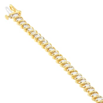 18K Yellow Gold 2.0ctw Round Cut Diamond Spiral Link Bracelet