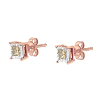 14K Two-Tone Gold Over Sterling Silver 1/2ctw Square Diamond Solitaire
Miracle-Plate Stud Earrings