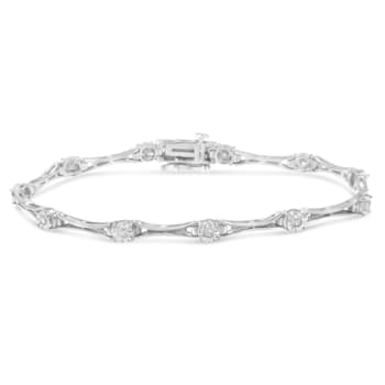Sterling Silver 1/4 Cttw Diamond Flared-Bar 7" Link-Style Tennis
Bracelet (I-J, I3)