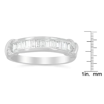 Sterling Silver 1/2ctw Baguette Diamond Channel Set X-Station Ring (H-I
Color, I1-I2 Clarity)