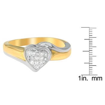 14K Two-Toned Gold Princess-Cut Diamond Heart Promise Ring (1/4 Cttw,
H-I Color, I1-I2 Clarity)