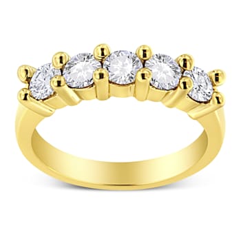 14K Yellow Gold Over Sterling Silver 1.0ctw Diamond 5 Stone Ring (J-K
Color, I1-I2 Clarity)