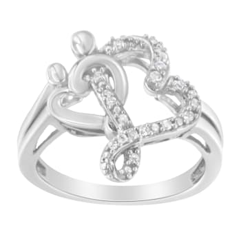 Sterling Silver Diamond Heart and Music Note Ring (1/10 Cttw, H-I Color,
I3 Clarity)