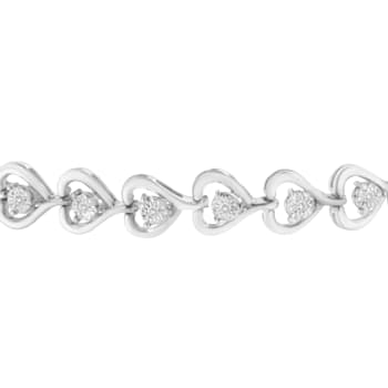 Sterling Silver .10ctw Diamond Woven Heart Bolo Bracelet