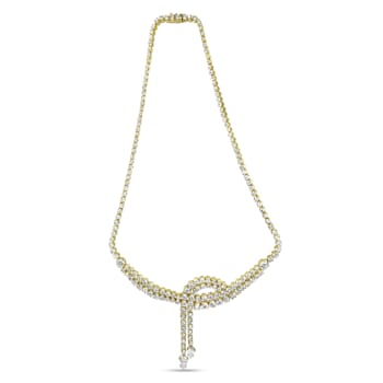14K Yellow Gold 17.0ctw Diamond Double Row Lariat Tennis Necklace with
Pear Shape Diamond Drop Tips