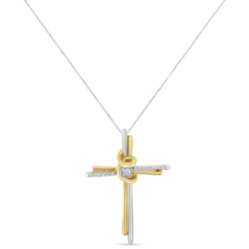 Diamond-Accented Cross 10K Yellow & White Gold Pendant Necklace with
18" Chain