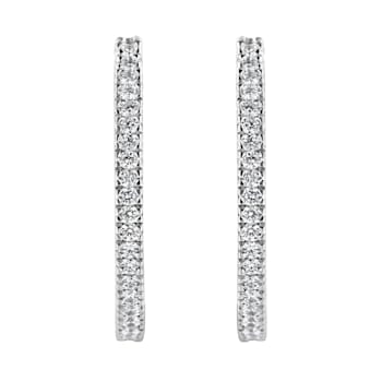 10K White Gold 1 cttw Diamond Hoop Earrings (I-J Clarity, I2-I3 Color)