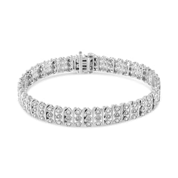 1.00ctw White Diamond Multi-Row Heart Sterling Silver Tennis Bracelet