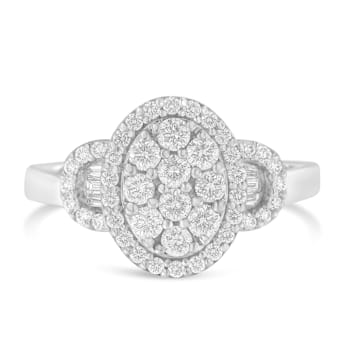 10K White Gold 1.0ctw Diamond Vintage-Inspired Art Deco Ring (G-H Color,
SI1-SI2 Clarity)