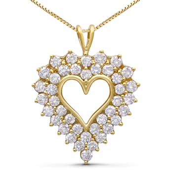 14K Yellow Gold Over Sterling Silver 4.0ctw Diamond Two Row Open Heart
18" Pendant w\chain