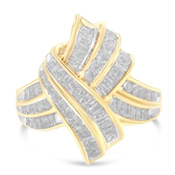 10K Yellow Gold Diamond Bypass Cocktail Ring (1 1/5ctw, I-J Color, I2-I3 Clarity)