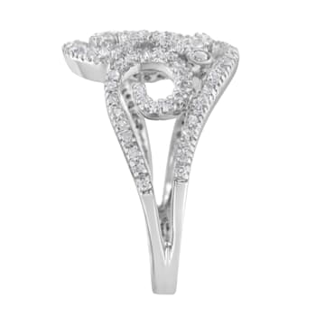 14K White Gold Round Cut Diamond Cluster Ring (1/2 cttw, SI1-SI2
Clarity, H-I Color)