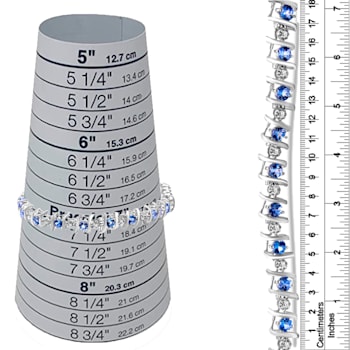 3.5 mm Lab Created Blue Aquamarine and 1/6 ctw Diamond Rhodium Over
Sterling Silver Tennis Bracelet