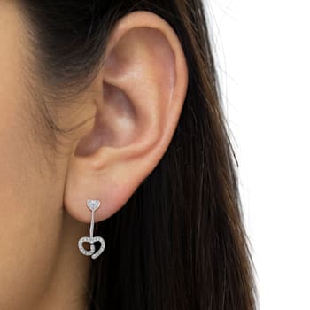 .925 Sterling Silver 1/4 Cttw Diamond Swirl Heart Front/Back Earrings
(I-J Color, I2-I3 Clarity)