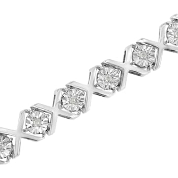 Sterling Silver 1/4 Cttw Diamond "X" Bracelet