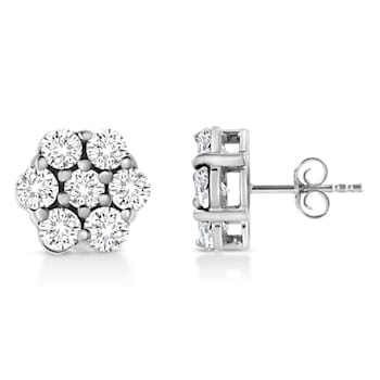 Sterling Silver 1/4ctw Lab Grown Brilliant Round Cut Diamond Floral
Cluster Stud Earrings