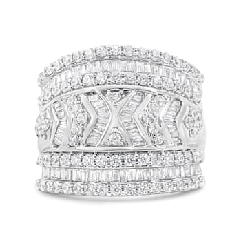Sterling Silver 2.0ctw Diamond Edge Multi-Row Ring Band ( J-K Color, I3 Clarity)