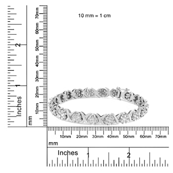 14K White Gold 6-1/3ctw Round Brilliant-Cut Diamond Round Cluster and
X-Link Tennis Bracelet