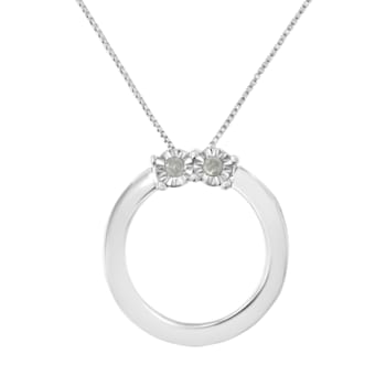 Sterling Silver 1/10ctw Diamond 2 Stone 'Together Forever' Open Circle
18" Pendant w\chain