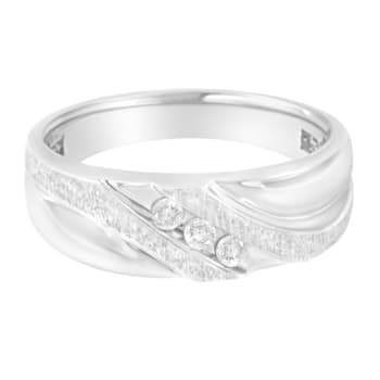 10K White Gold 1/10ctw Diamond Men's Three Stone Diamond Wedding Ring
(I-J Color, I1-I2 Clarity)