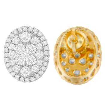 14K Yellow Gold 1 3/4ctw Round Cut Diamond Earrings
