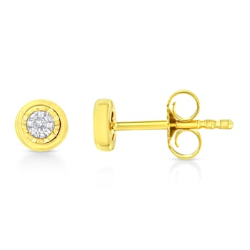 10K Yellow Gold Over Sterling Silver 1/10ctw Miracle-Set Diamond Circle
Shape Stud Earrings