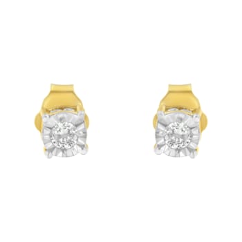 10K Yellow Gold Over Sterling Silver Diamond Stud Earring 1/4ctw