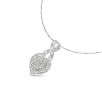 Sterling Silver 1/3ctw Diamond Awareness Ribbon Halo Heart 18"
Pendant w\chain