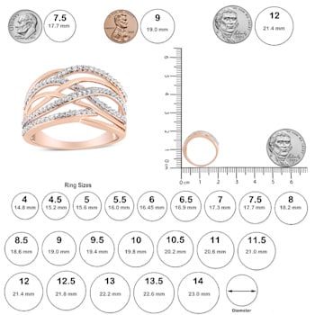 Diamond Accent Crossover 14K Rose Gold Over Sterling Silver Ring