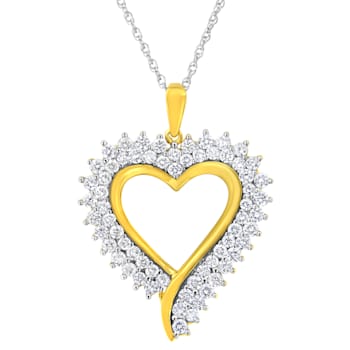 10K Yellow Gold Plated Sterling Silver 1 cttw Lab-Grown Diamond Heart
Pendant Necklace