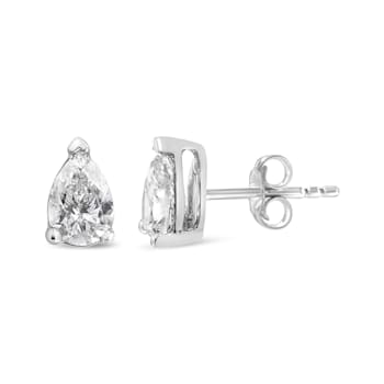 14K White Gold 1/2ctw Pear Shape Solitaire Lab Grown Diamond Stud Earrings