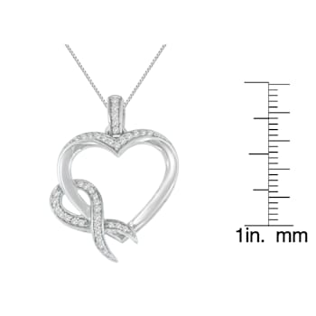 Sterling Silver 1/6ctw Diamond Heart Pendant w\chain (H-I, I1-I2)