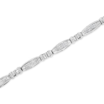 14K White Gold 2.0ctw Channel-Set Alternating Baguette and Princess-Cut
Diamond Link Bracelet