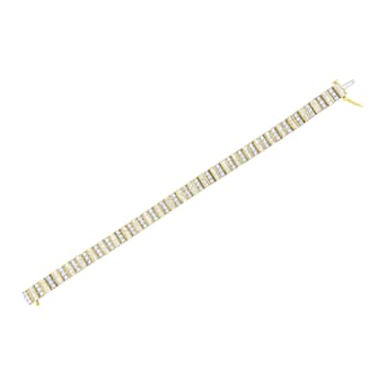 14K Yellow Gold 5.50ctw Round and Baguette-Cut Diamond Bracelet