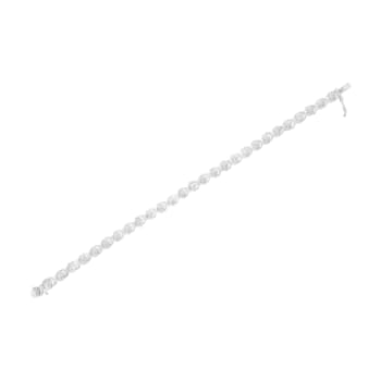 Sterling Silver Round Diamond Accent Floral Cluster and "X"
Link Bracelet