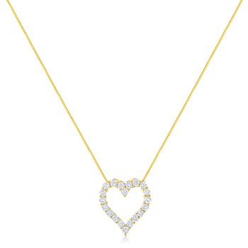 14K Yellow Gold Over Sterling Silver 2.0ctw Diamond Open Heart Necklace
(K-L Color, I2-I3 Clarity)