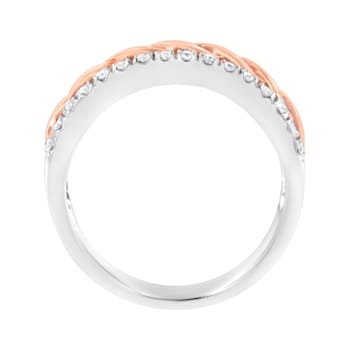 10K White and Rose Gold 1/3ctw Diamond Infinity Ribbon Band Ring (I-J
Color, I1-I2 Clarity)